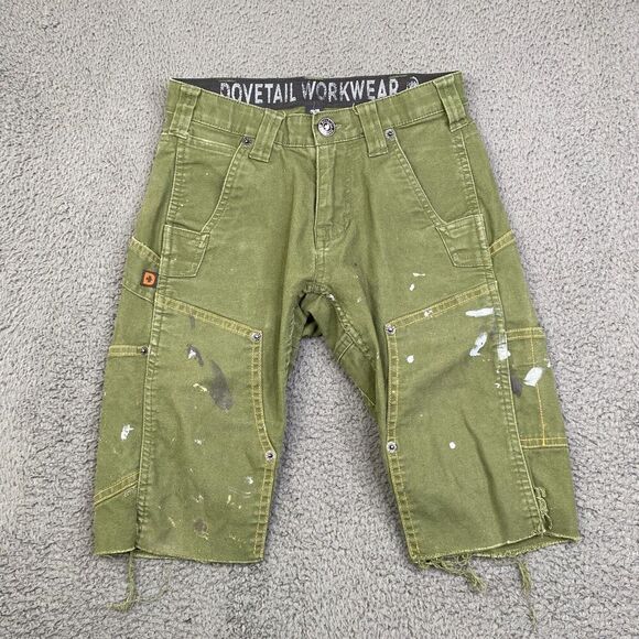 Dovetail Workwear Maven Slim Short Women’s 00 Green Grunge Cut Off - Picture 1 of 9